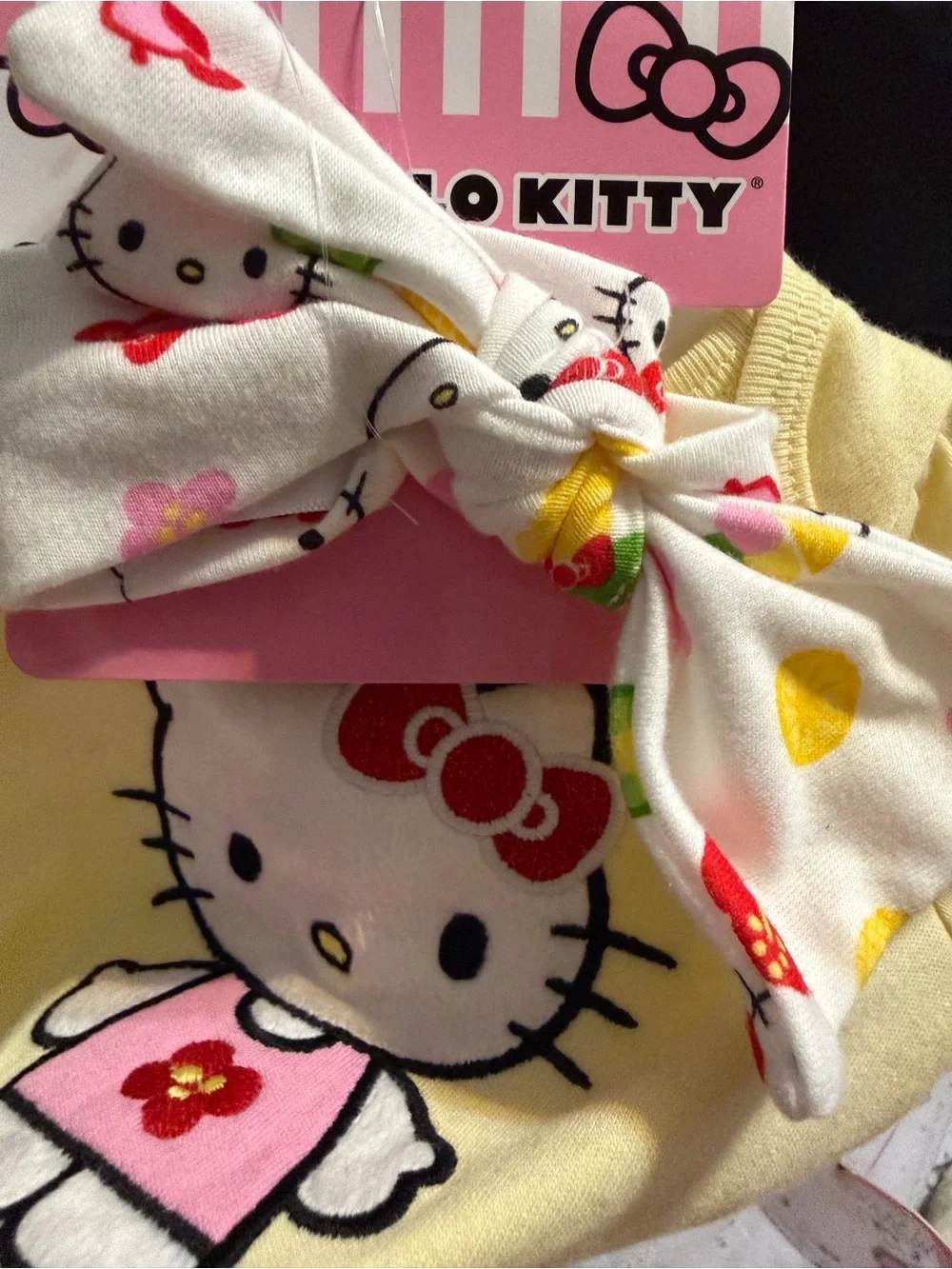 Hello Kitty Yellow Bodysuit & Printed Bloomers Set and headband 3m NWT